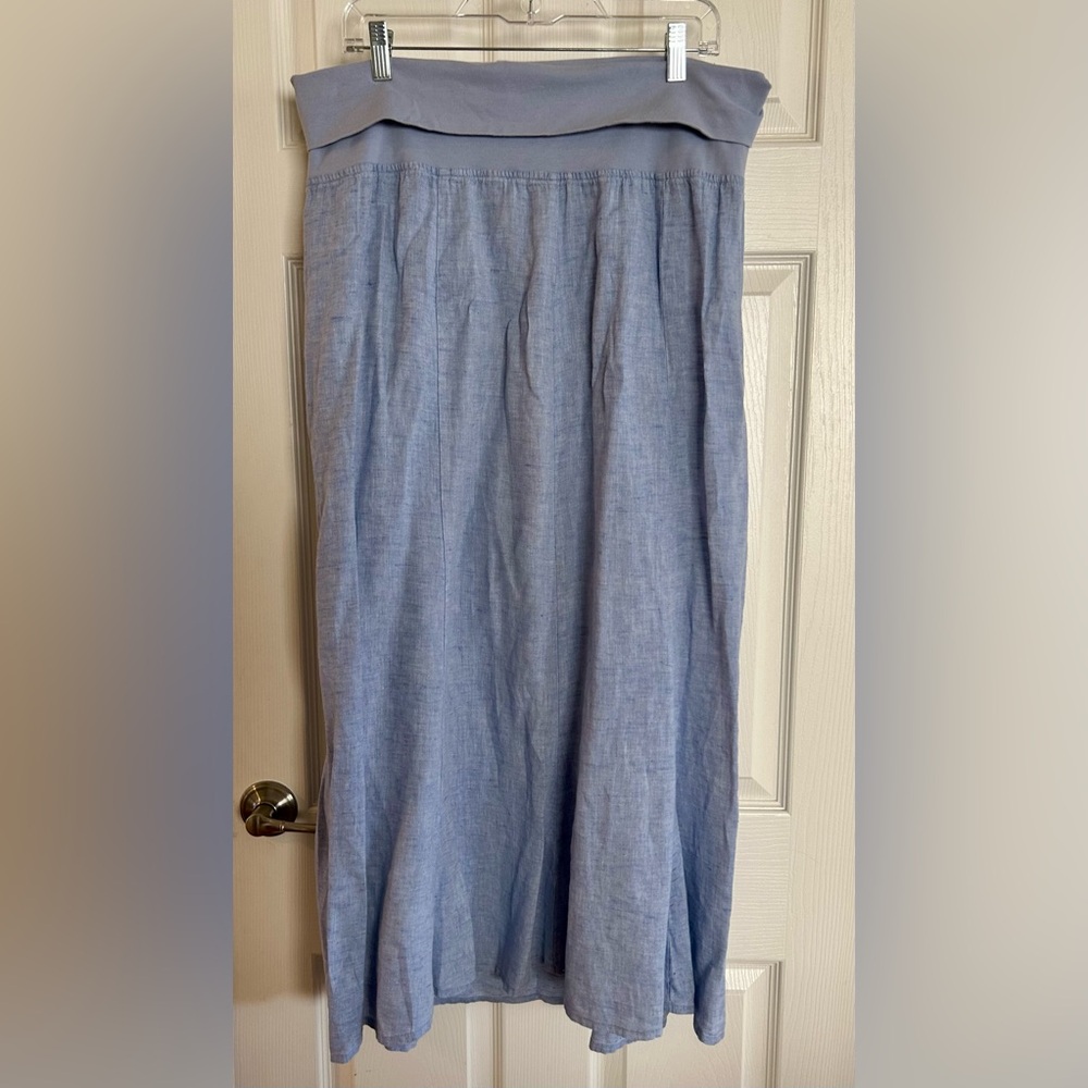 FLAX linen tulip skirt L blue
